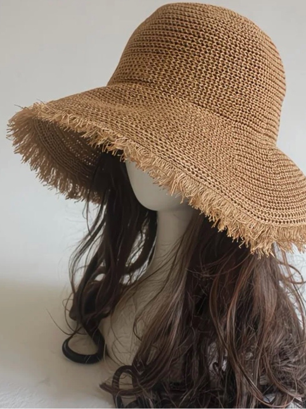 Stylish Tan Straw Wide-Brim Sun Hat